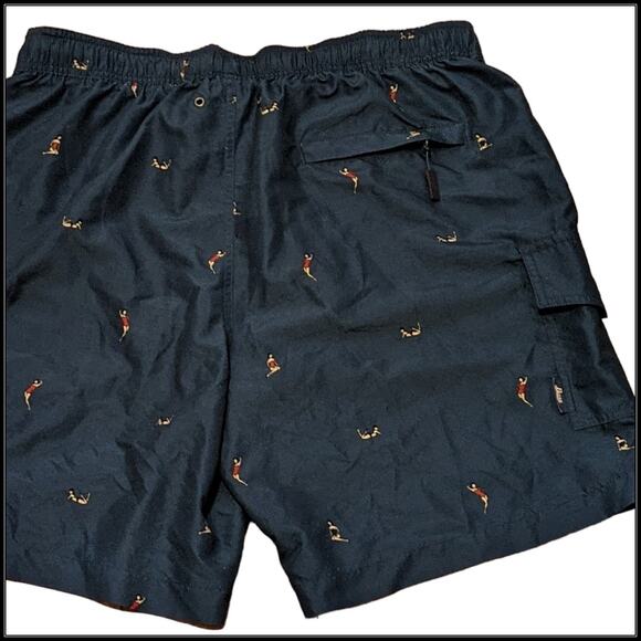 BASS Navy Blue Cargo Swim Shorts Swimsuit Women Naked All Over Print Men's L - Picture 3 of 8